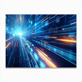 An Abstract Digital Image Of A Tunnel Of Light With Data Streams And Glowing Lines 1 Canvas Print