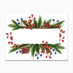 Christmas Frame With Green Branches Canvas Print