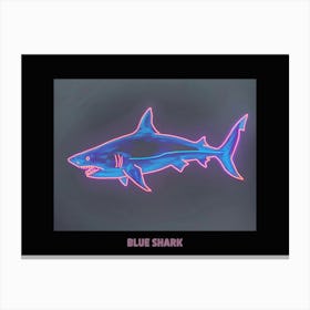 Neon Pastel Pink Blue Shark 2 Poster Canvas Print