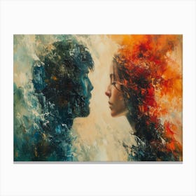 Digital Fusion: Human and Virtual Realms - A Neo-Surrealist Collection. Love Canvas Print