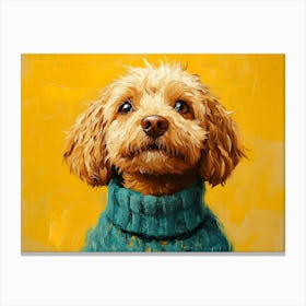 Labradoodle In Blue Sweater Canvas Print