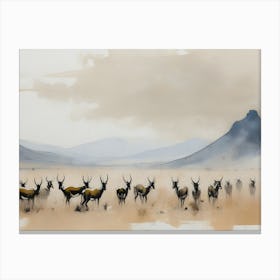 Herd Of Antelopes Canvas Print