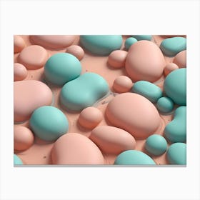 Abstract Image Of A 3d Rendering Of A Surface With Pastel Pink And Teal Orbs And Bumps Canvas Print