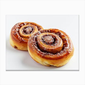 Two Cinnamon Rolls On A White Background Canvas Print