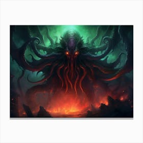 Monstrous form emerging from a dark abyss Canvas Print