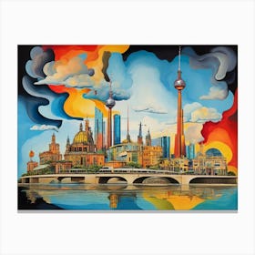 Berlin Skyline in dadaism style 2 Canvas Print