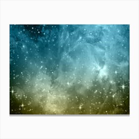 Yellow, Green, Blue Galaxy Space Background Canvas Print