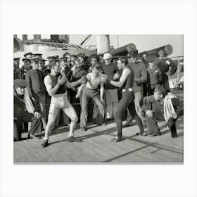 Men Boxing On Navy Ship Canvas Print