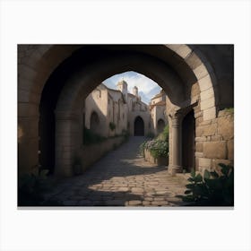 Medieval City Encircled By Stone Walls Canvas Print