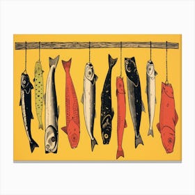 Fish Hanging On A Line Canvas Print