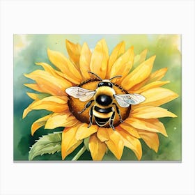 Bee and Sunflower Canvas Print