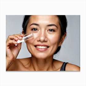 Asian Woman Applying Makeup Canvas Print