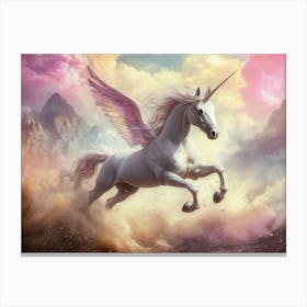 Unicorn Flying In The Sky Canvas Print