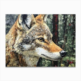 Coyote In The Woods 4 Canvas Print