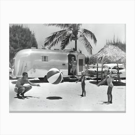 Airstream Trailer On The Beach Canvas Print