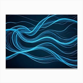 Abstract Image Of Flowing, Blue Lines Creating A Dynamic And Abstract Pattern Against A Dark Background Canvas Print