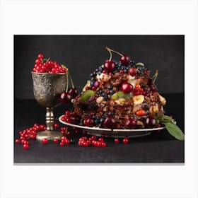 Christmas Cake With Berries Canvas Print