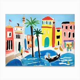Venice Italy Cute Watercolour Illustration 1 Canvas Print