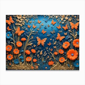 Flowers And Butterflies 2 Canvas Print