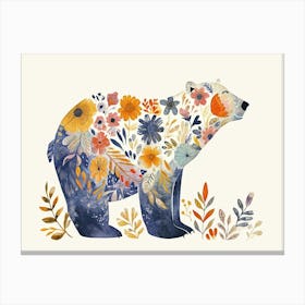 Little Floral Polar Bear 1 Canvas Print
