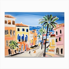 Cagliari Italy Cute Watercolour Illustration 1 Canvas Print
