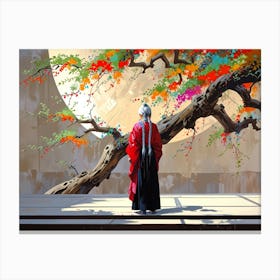 Asian Woman Under A Tree Canvas Print