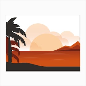 Sunset With Palm Trees 2 Canvas Print