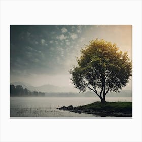 Lone Tree In Water Canvas Print