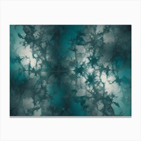 Abstract Background In Teal And White With Intricate, Organic Patterns Resembling Veins Or Coral Canvas Print