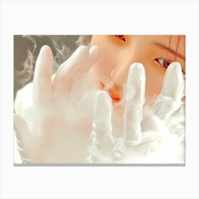 Asian Girl In White Gloves Canvas Print