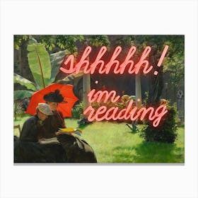 Shhhhhhh I’m reading - reading nook decor - Vintage altered art Canvas Print