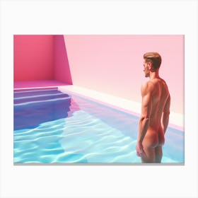 Nude Man In Swimming Pool Canvas Print