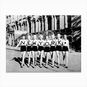 New York Chorus Girl, Black and White Old Photo, Vintage Art Canvas Print