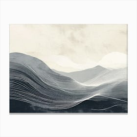 Waves Canvas Print, Wavy Wave, black and white design with attracting art , wall art , tails design Generate An Abstract Design With Soft Curved Lines In Neutral Tones Emphasizing Simplicity Canvas Print