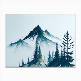 Mountain And Forest In Minimalist Watercolor Horizontal Composition 318 Canvas Print