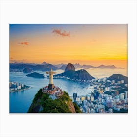 Cristo Redentor Statue Towering Over Rio De Janeiro Located On Corcovado Mountain Overlooking A Sc (5) Canvas Print