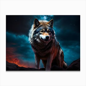 Wolf Howling At The Moon 5 Canvas Print