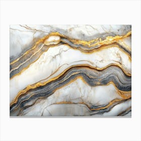 Texture Of White Marble With Gray And Gold Veins 1 Canvas Print