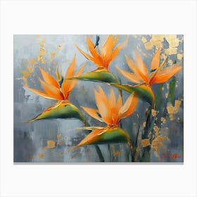 Gold Plated Orange Strelitzia Reginae Flowers Pt. 2 Canvas Print