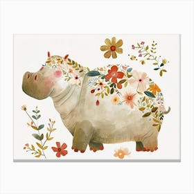 Little Floral Hippopotamus 2 Canvas Print