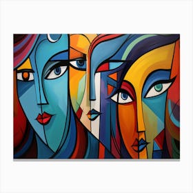 Three Men And Women With Different Shapes Of Faces Canvas Print
