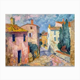 Village Streets Daydreams Painting Inspired By Paul Cezanne Canvas Print
