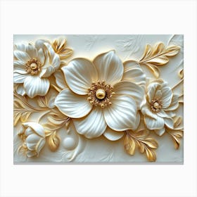 Print 3d Ceramic Tiles with A Beautiful Italian Style Golden Flower Design Canvas Print