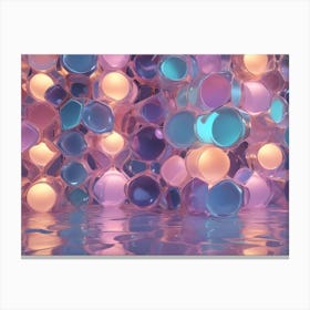 Abstract 3d Background Of Colorful, Transparent Bubbles, Spheres Canvas Print