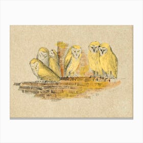 Greeting Card With Six Owls (1890),Theo Van Hoytema Canvas Print
