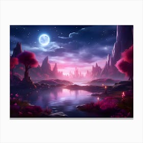 Night Landscape Stock Videos & Royalty-Free Footage Canvas Print