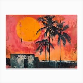 Sunset With Palm Trees Canvas Print