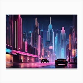 Futuristic City Paintings Art Print 2 Canvas Print