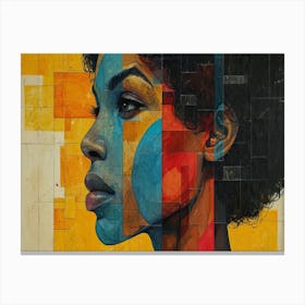 Colorful Chronicles: Abstract Narratives of History and Resilience. Portrait Of A Woman Canvas Print