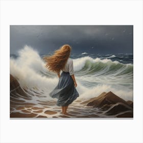 Girl In The Sea Canvas Print